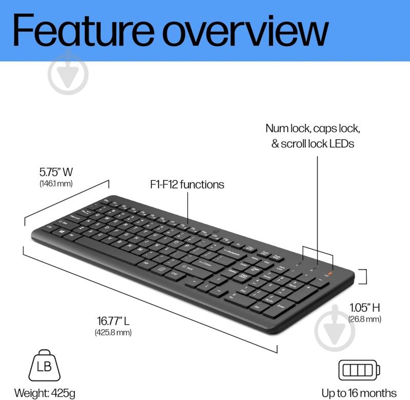 Клавіатура HP 220 WL EN/UK (805T2AA) black - фото 2