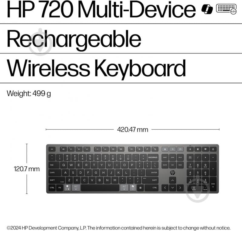 Клавиатура HP 720 Multi-Device Rechargeable Wireless (9T5B1AA) black - фото 6 Клавиатура HP 720 Multi-Device Rechargeable Wireless (9T5B1AA) black - фото 6