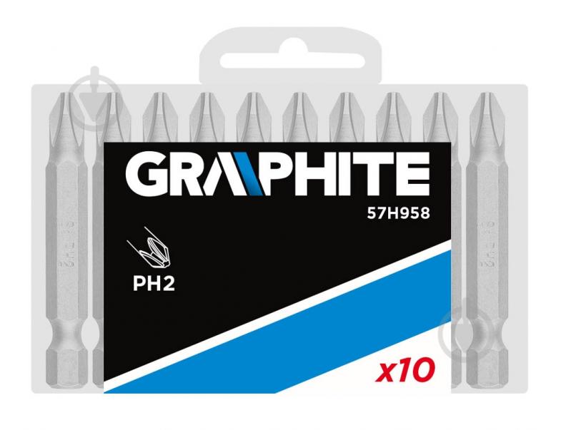 Насадка GRAPHITE PH2 50 мм 1/4" 10 шт. 57H958 - фото 2