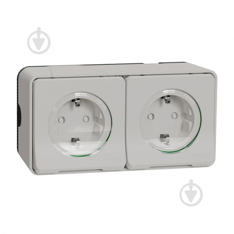 Розетка вологозахищена кінцева 2 без заземлення Schneider Electric Mureva Styl IP55 білий MUR39035 - фото 1