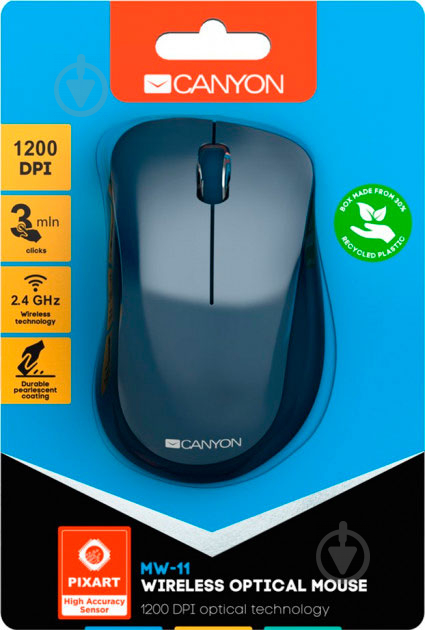 Мышка Canyon Wireless (CNE-CMSW11BL Pixart Blue - фото 6