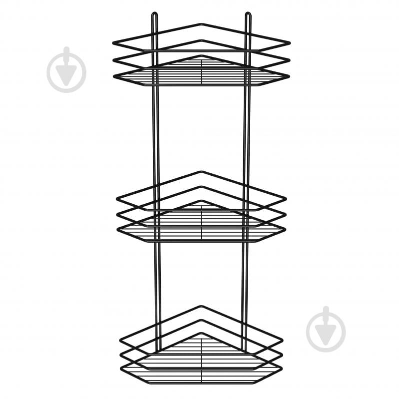Полиця кутова 3-ярусна 25 см чорна - фото 2
