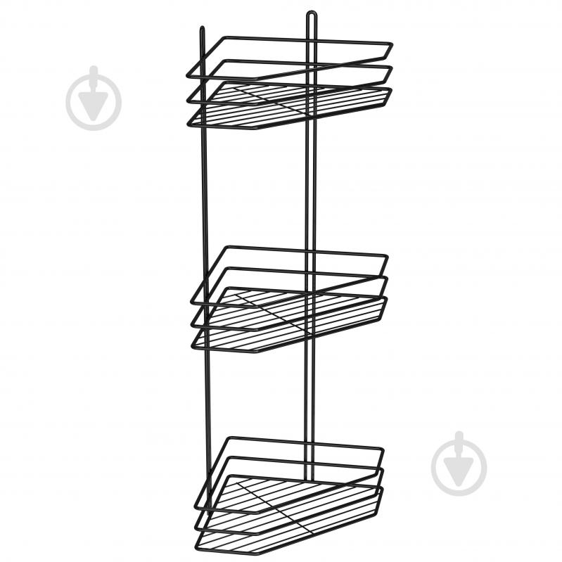 Полиця кутова 3-ярусна 25 см чорна - фото 3