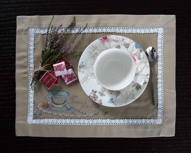 Комплект салфеток Эдельвика с кантом «Time for tea» 344-17/0 30x40 см льняной - фото 2