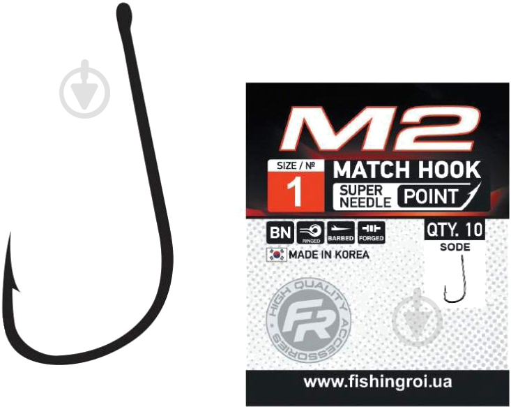 Крючки Fishing ROI Match M2 sode №10 10 шт. 217-01-010 - фото 1