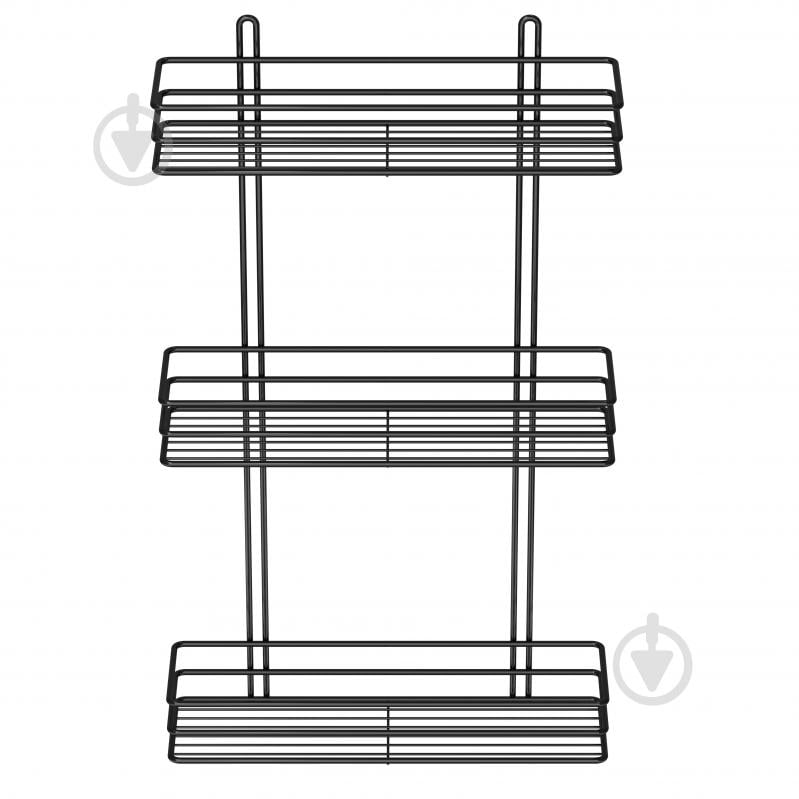 Полиця для ванної 3-ярусна 35 см чорна - фото 2