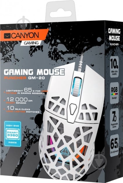 Мышь Canyon Puncher CND-SGM20W White USB - фото 6