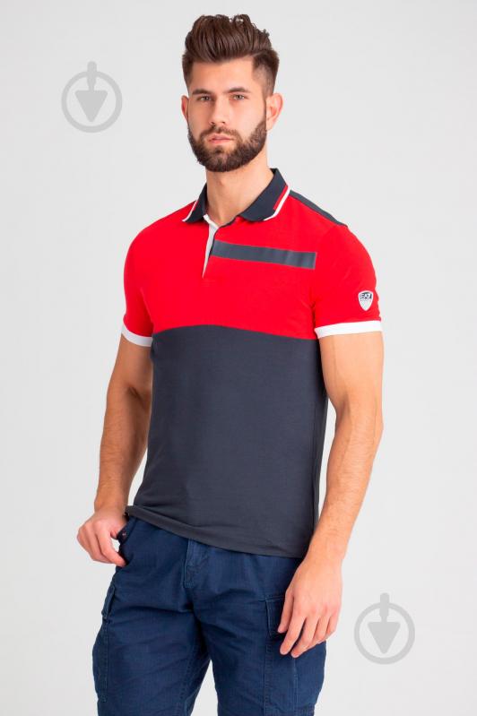 Поло EA7 JERSEY_POLO_SHIRT 3GPF80-PJ20Z-1578 р.S синий с красным - фото 4