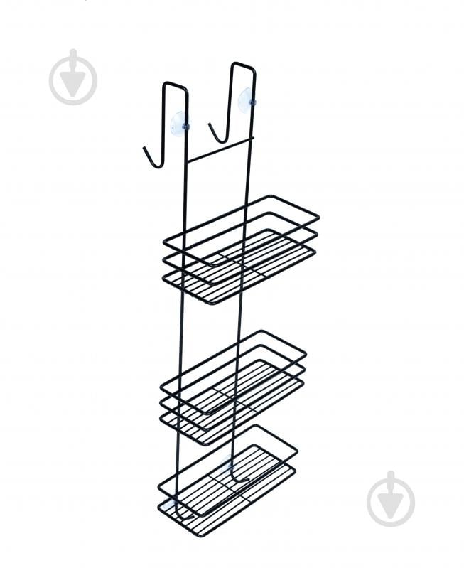 Полка для ванной 3-ярусная черная - фото 1