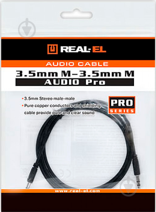 Кабель Real-el mini-jack 3,5 мм 1 м чорний (Audio Pro 3.5mm M - 3.5mm M 1m) - фото 3