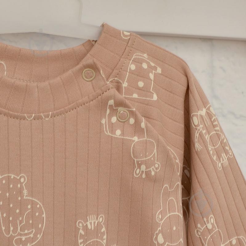 Ромпер-реглан унисекс Blanka Животные р.56-62 бежевый 110835 - фото 3