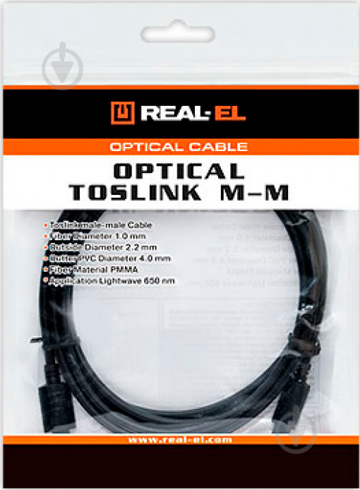 Кабель Real-el ODT – ODT 2 м чорний (Optical Toslink M-M 2m, black) - фото 3