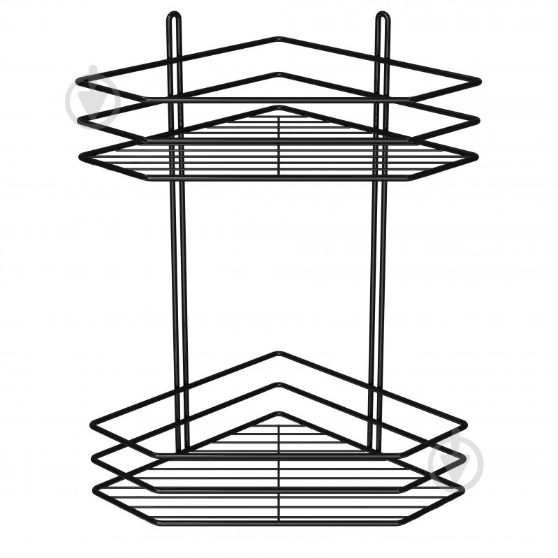 Полиця для ванної 2-ярусна 25 см чорна - фото 2