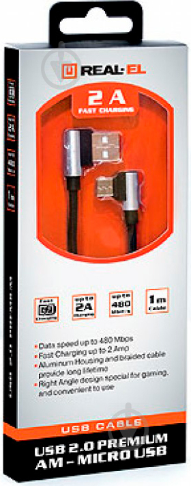 Кабель Real-el USB – microUSB 1 м чорний (USB 2.0 Premium AM-Micro USB 1) - фото 5