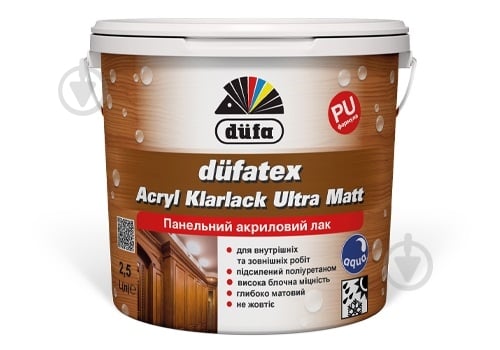 Лак панельний Düfatex Acryl Klarlack Matt глубокий мат прозрачный 2,5 л - фото 1