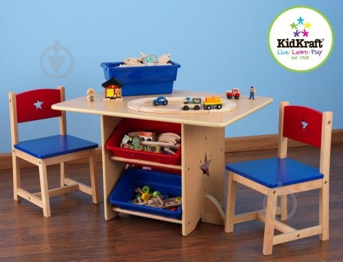 Стіл дитячий Kidkraft Star Table & Chair Set з ящиками та стільцями 26912 - фото 2