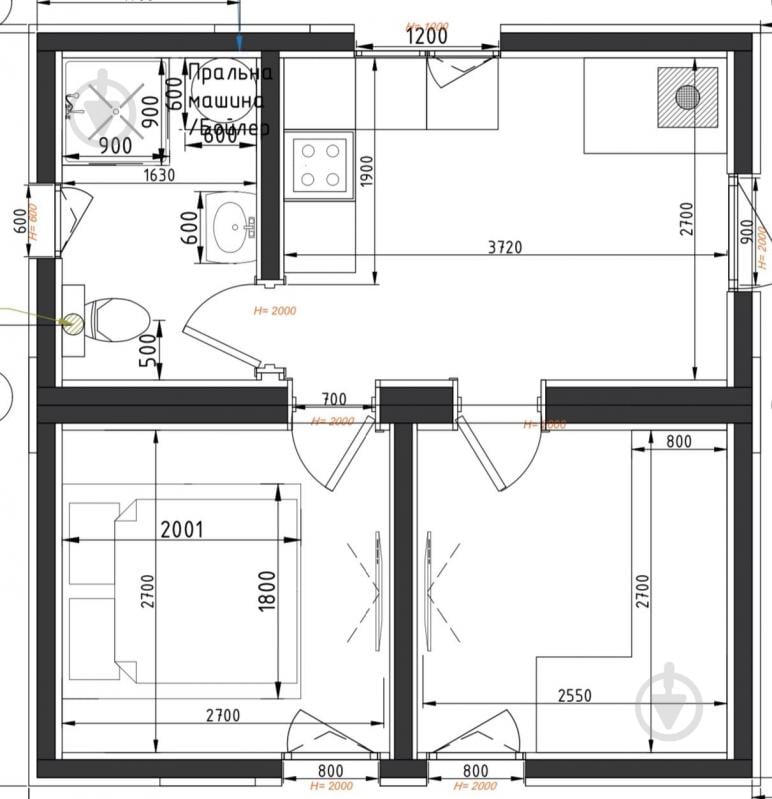 Домокомплект корисною площею 29 кв.м (два модулі) комплектації BARNIX 36 з критою терасою 12 м2 - фото 4