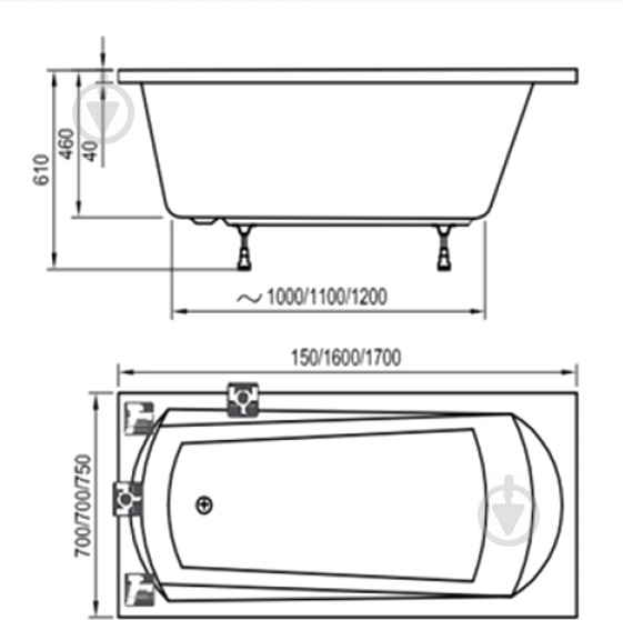 Ванна акрилова Ravak Domino 150х70 см - фото 3