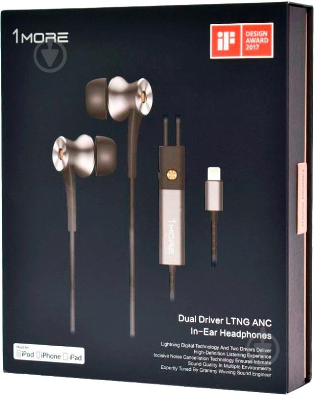 Гарнітура 1More Dual Driver Lightning ANC Mic E1004 grey - фото 7