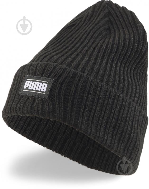 Шапка Puma RIBBED CLASSIC CUFF BEANIE 2403801 р.one size черный - фото 1