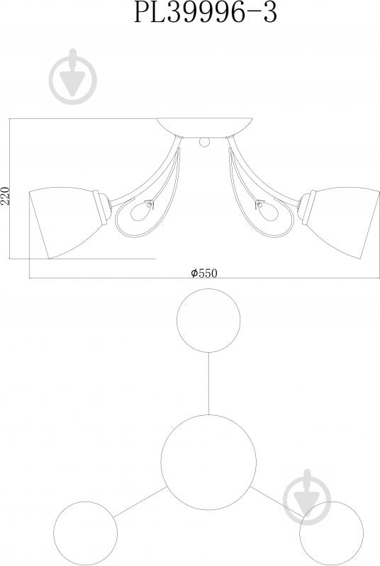 Люстра стельова Accento lighting Korsika ALPL-PL39996-3 3x60 Вт E27 хром - фото 4