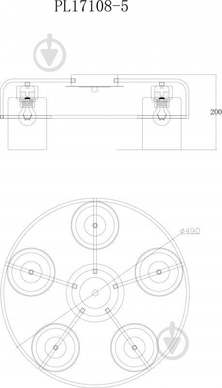 Люстра стельова Accento lighting Normandia ALPL-PL17108-5 5x60 Вт E27 венге - фото 4