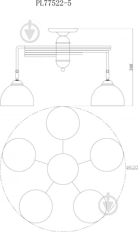 Люстра потолочная Accento lighting Alsace ALPL-PL77522-5 5x60 Вт E27 венге - фото 4