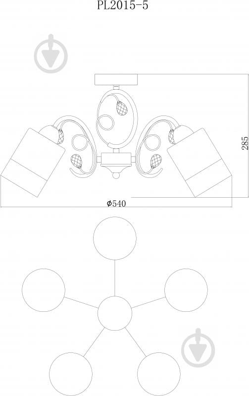 Люстра потолочная Accento lighting Eiffel ALPL-PL2015-5 5x40 Вт E14 хром - фото 4