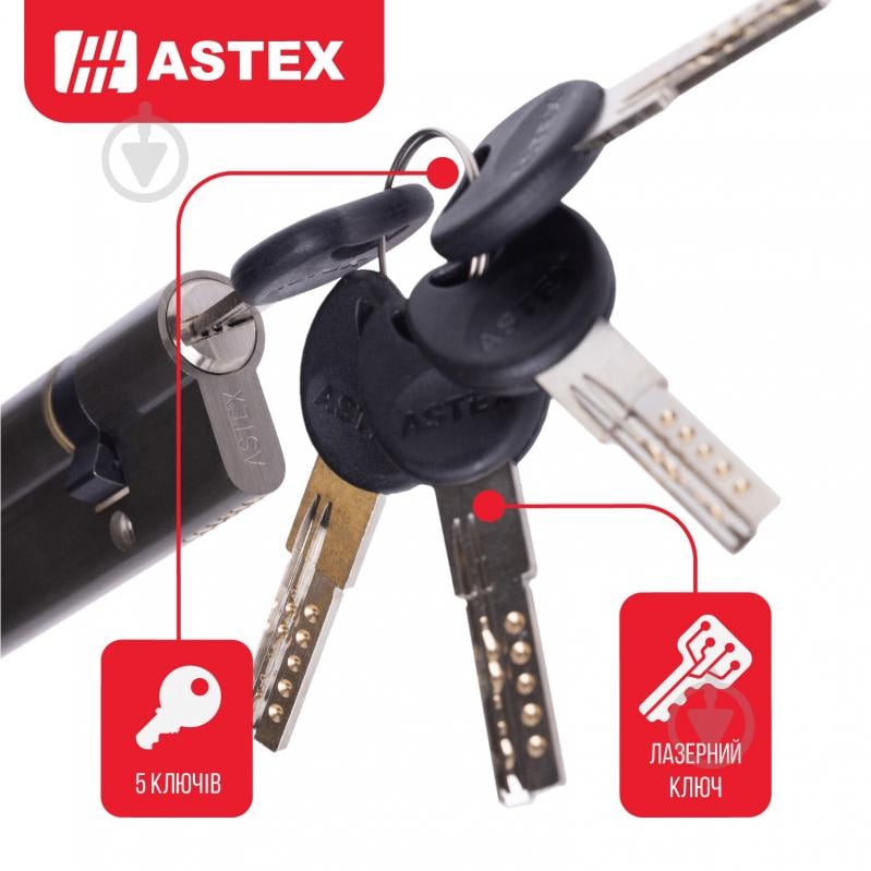 Цилиндр ASTEX 32x53 ключ-ключ 85 мм сатин - фото 3 Цилиндр ASTEX 32x53 ключ-ключ 85 мм сатин - фото 3