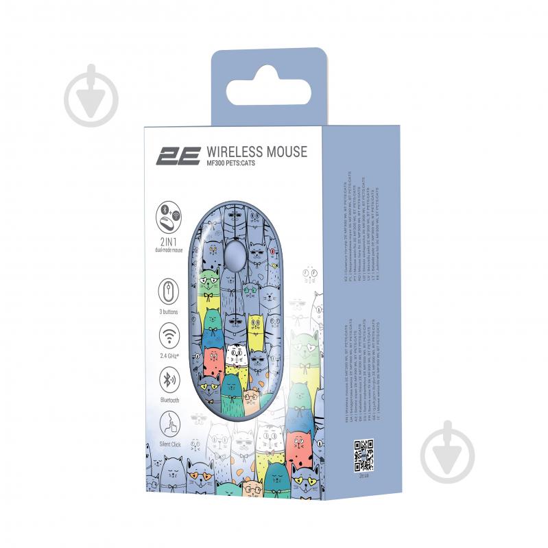 Мышка 2E MF300 Pets Cats Silent WL BT blue (2E-MF300WPETSBL) - фото 6