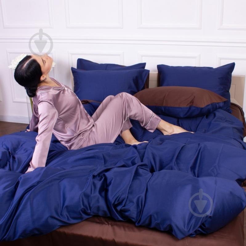 Наволочка Satin Premium 0211+4052 Azure 60x60 см кофейный/синий MirSon - фото 3