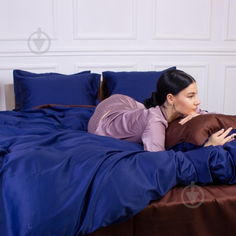 Наволочка Satin Premium 0211+4052 Azure 60x60 см кофейный/синий MirSon - фото 4