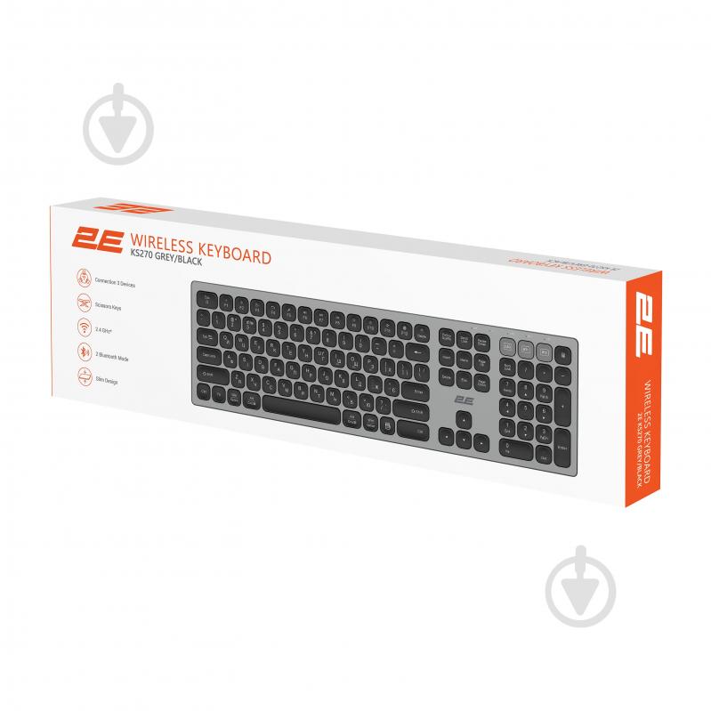 Клавиатура 2E KS270 Wireless (2E-KS270WBGR_UA) black/silver - фото 9