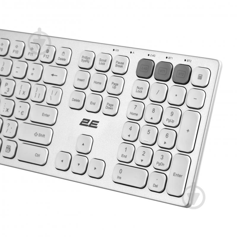 Клавиатура 2E KS270 Wireless (2E-KS270WBWH_UA) silver/white - фото 7