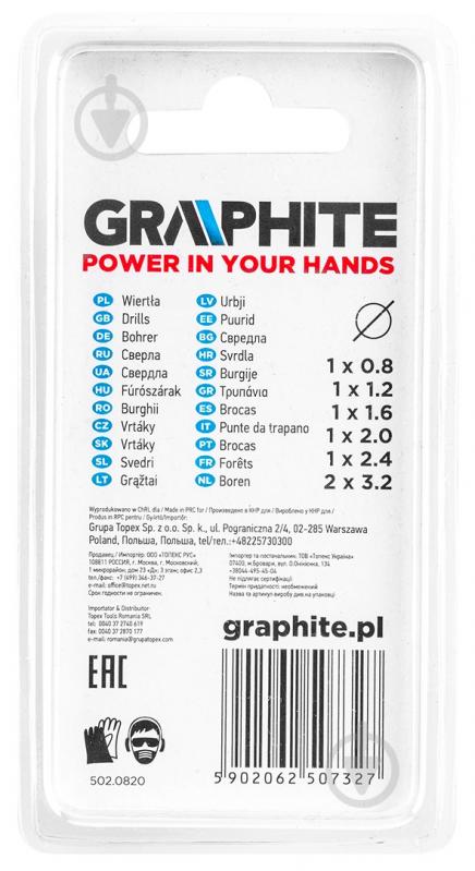 Набор сверл GRAPHITE d0,8-3,2 мм 7 шт. 55H075 - фото 10