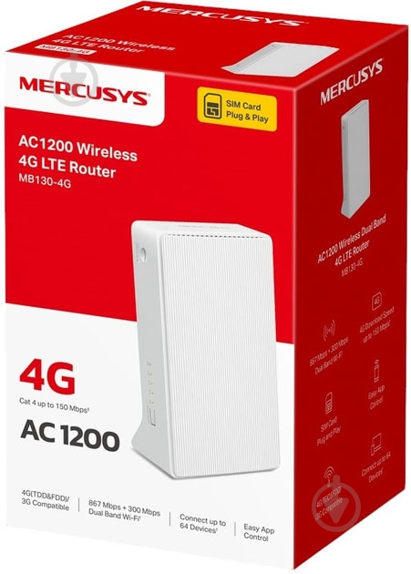 Маршрутизатор Mercusys AC1200 LTE (MB130-4G) - фото 5 Маршрутизатор Mercusys AC1200 LTE (MB130-4G) - фото 5