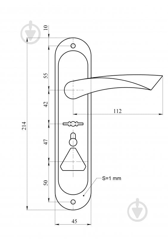 Ручка на планке ASTEX AT-Cornu S42-L сувальдный 42 мм бронза - фото 2