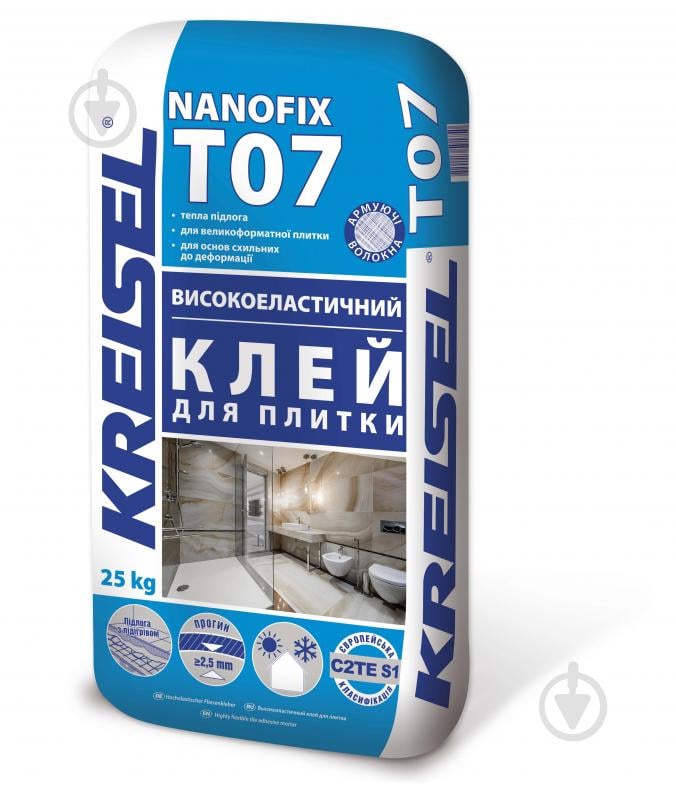 Клей для плитки та мозаїки KREISEL та натурального каменю супереластичний NANOFIX T07 25 кг - фото 2