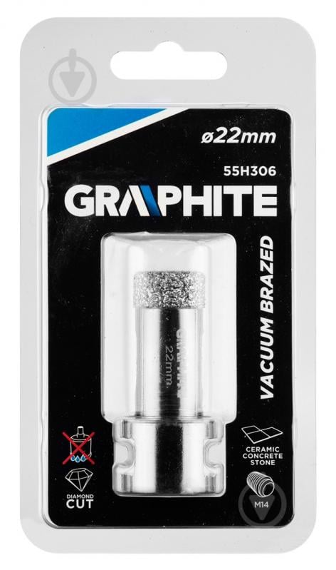 Свердло GRAPHITE корончате 22 мм x M14 1 шт. 55h306 - фото 2 Свердло GRAPHITE корончате 22 мм x M14 1 шт. 55h306 - фото 2