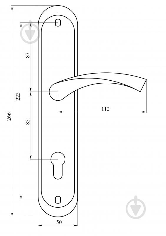 Ручка на планке ASTEX AT-Cornu 85/50 NEWBN на входные и межкомнатные двери цилиндровый 85 мм никель - фото 2