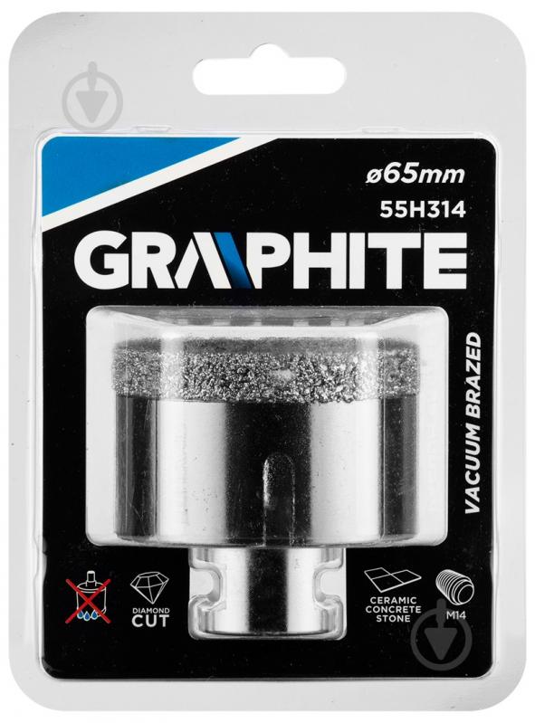Свердло GRAPHITE корончате 65 мм x M14 1 шт. 55h314 - фото 2 Свердло GRAPHITE корончате 65 мм x M14 1 шт. 55h314 - фото 2