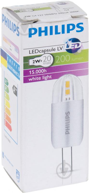 Лампа светодиодная Philips CorePro LEDcapsuleLV 2 Вт капсульная прозрачная G4 12 В 3000 К 929001131802 - фото 2