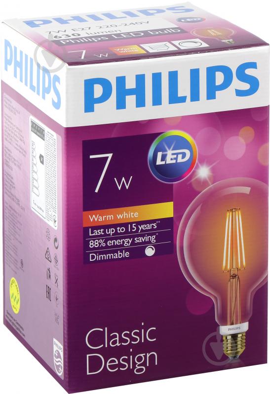 Лампа світлодіодна Philips LEDClassic G120 прозора 7 Вт E27 220-240 В тепло-білий 929001229108 - фото 4