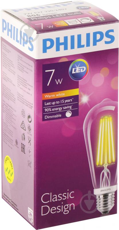 Лампа світлодіодна Philips LEDClassic ST64 прозора 7 Вт E27 220-240 В тепло-білий 929001228608 - фото 4