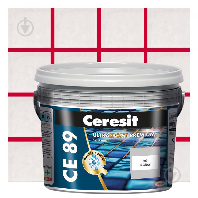 Затірка для плитки Ceresit CE 89 ULTRAEPOXY PREMIUM 2,5 кг №838 відро червоний рубін - фото 1