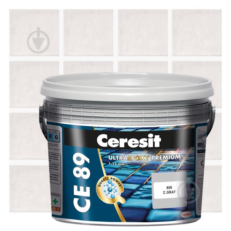 Затирка для плитки Ceresit CE 89 ULTRAEPOXY PREMIUM 2,5 кг №801 ведро белый - фото 1