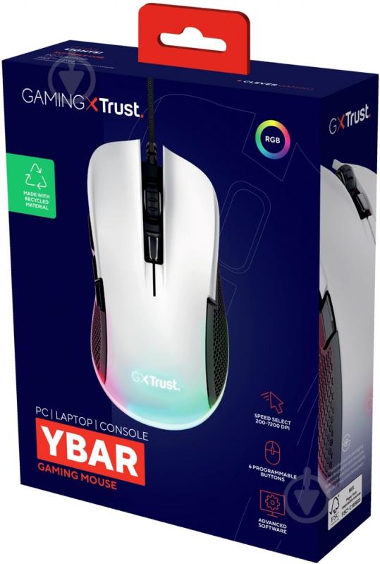 Мышь Trust GXT 922 Ybar Illuminated white (24730_TRUST) - фото 6