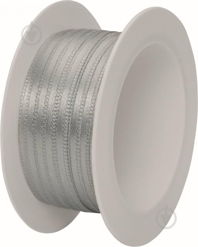 Стрічка декоративна STEWO сатинова Satin spool 0,3 см 5 м срібний - фото 1