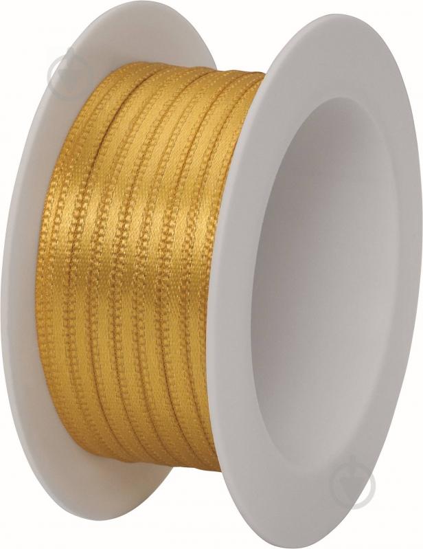 Стрічка декоративна STEWO сатинова Satin spool 0,3 см 5 м золотий - фото 1