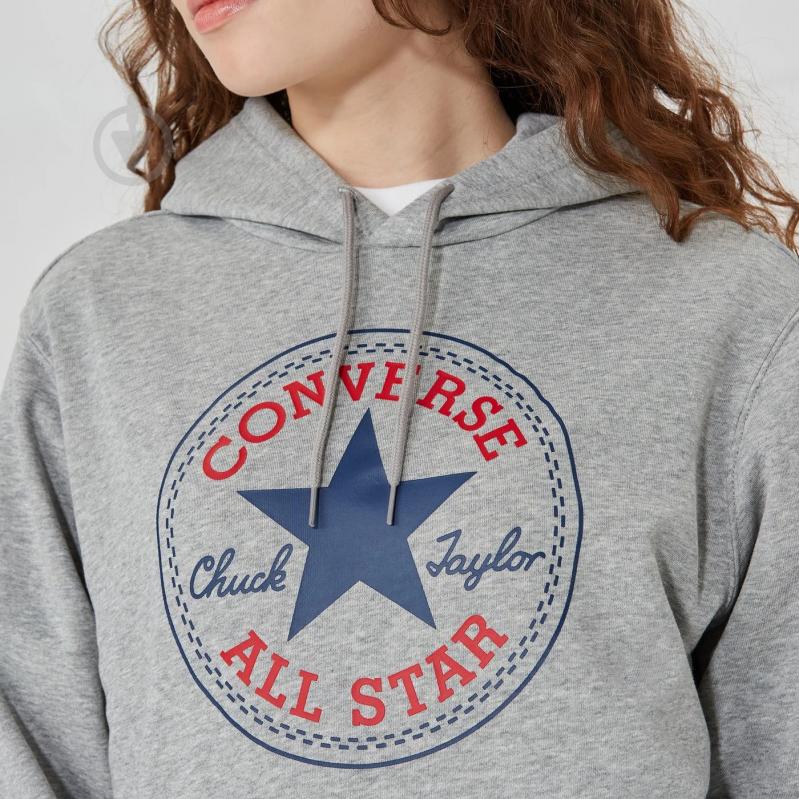 Джемпер Converse STANDARD FIT CENTER FRONT LARGE CHUCK PATCH CORE PO HOODIE FT 10025469-035 р. 2XL серый - фото 4